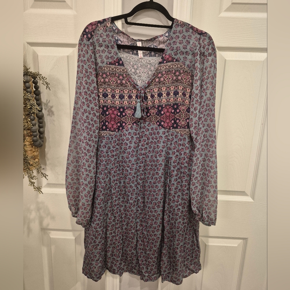 Xhilaration Women's Floral Midi Dress - Blue and Pink